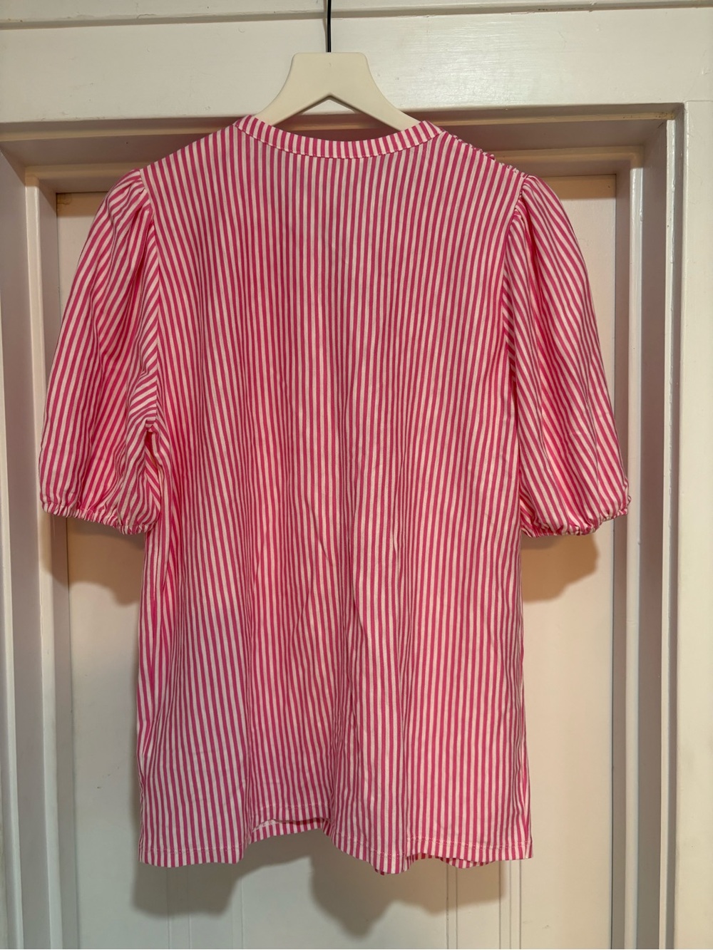 Boden Pink & White Striped Smocked Puff-Sleeve Blouse - Picture 8 of 12